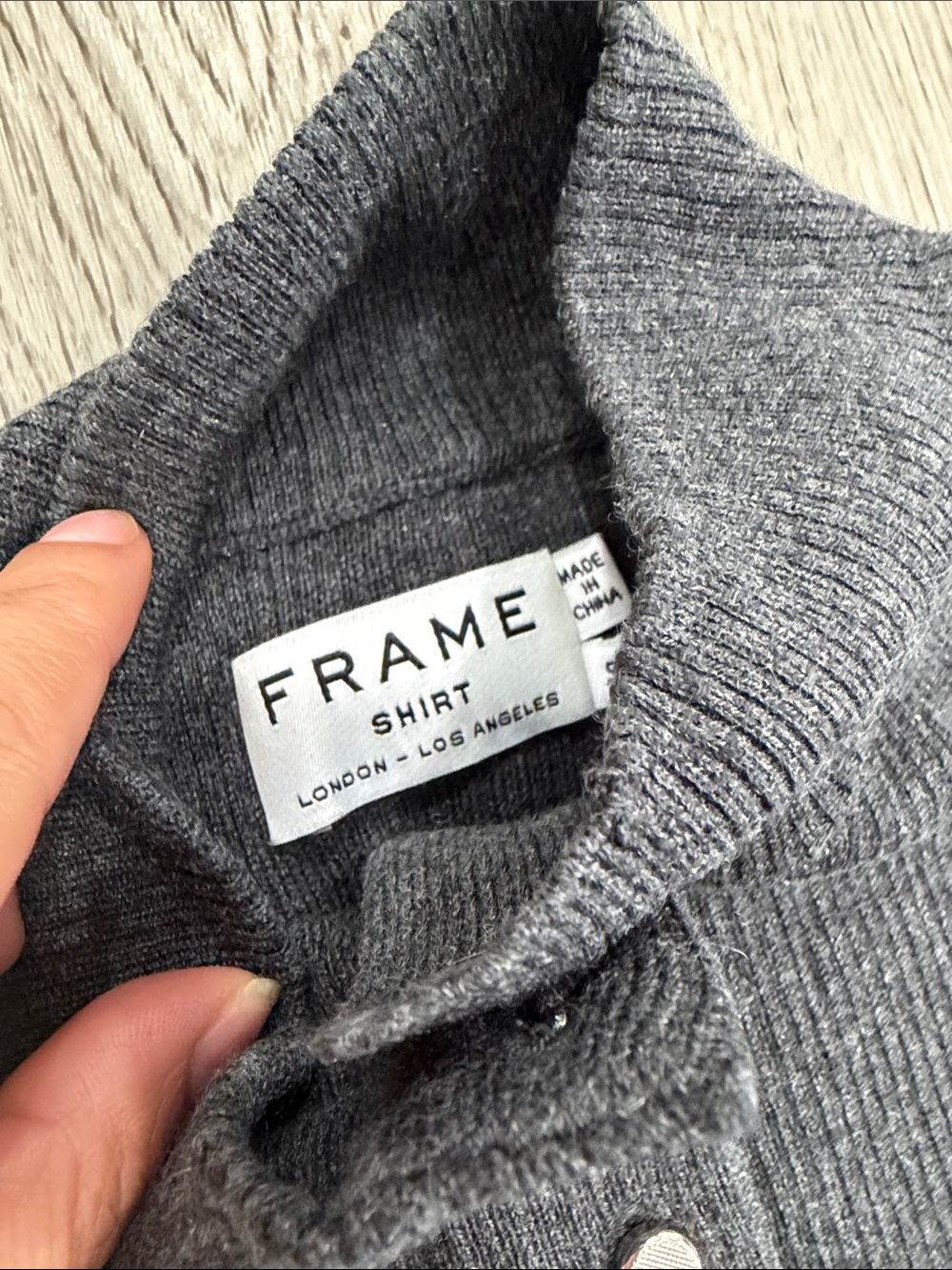 Frame Sleeveless Mock Neck Button Knit Top - Charcoal - Picture 2 of 3